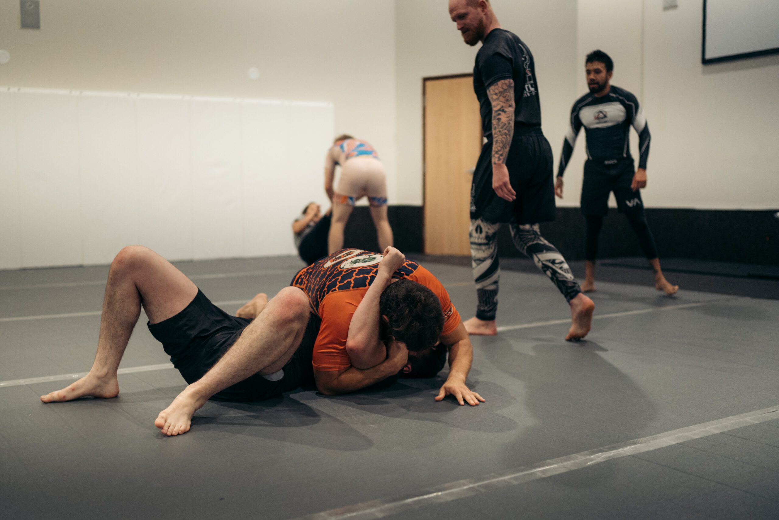 Students working a guard pass